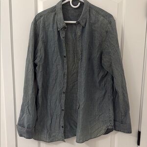 ALL SAINTS Men's Light Blue/Gray Jean Shirt (L)